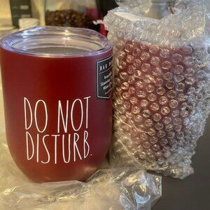 New! Pair of Rae Dunn "Do not disturb" stainless wineglasses. 12 oz. Insulated.